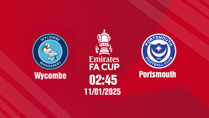 Trực tiếp bóng đá Wycombe vs Portsmouth, FA Cúp, 02h45 ngày 11/1/2025.