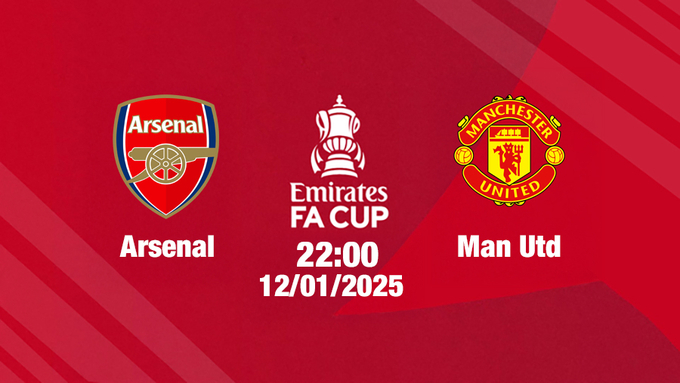 Trực tiếp bóng đá Arsenal vs MU, FA Cúp, 22h00 hôm nay 12/1/2025