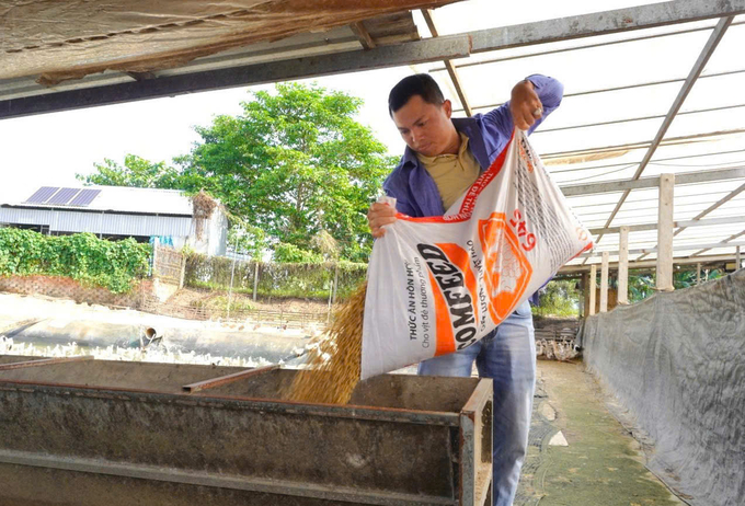 Kỹ thuật chăn nuôi tốt kết hợp với cám chất lượng mang lại hiệu quả kinh tế cho anh Tín.