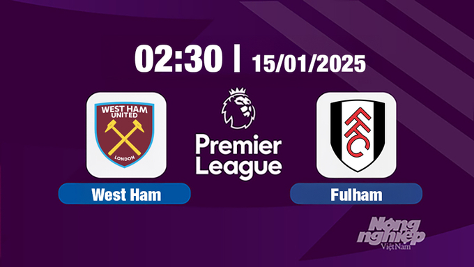 Trực tiếp bóng đá West Ham vs Fulham, Ngoại hạng Anh, 02h30 hôm nay 15/1/2025