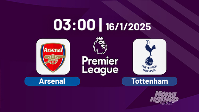 Trực tiếp bóng đá Arsenal vs Tottenham, Ngoại hạng Anh, 03h00 hôm nay 16/1/2025