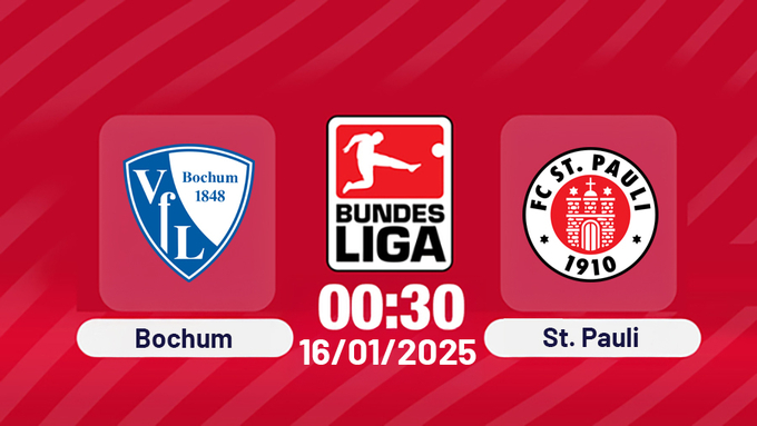 Trực tiếp bóng đá Bochum vs St. Pauli, Bundesliga, 00h30 hôm nay 16/1/2025