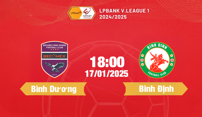 FPTPlay Trực tiếp bóng đá Bình Dương vs Bình Định, 18h00 hôm nay 17/1/2025