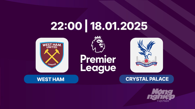 Trực tiếp bóng đá West Ham vs Crystal Palace, Ngoại hạng Anh, 22h00 hôm nay 18/1/2025