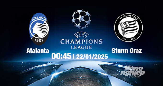 Trực tiếp bóng đá Atalanta vs Sturm Graz, Cúp C1 Châu Âu, 00h45 ngày 22/1/2025