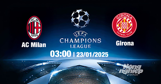 Trực tiếp bóng đá AC Milan vs Girona, Cúp C1 Châu Âu, 03h00 ngày 23/1/2025