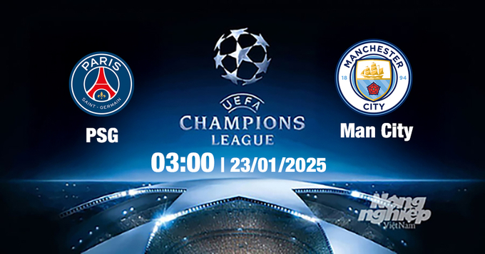 Trực tiếp bóng đá PSG vs Man City, Cúp C1 Châu Âu, 03h00 ngày 23/1/2025