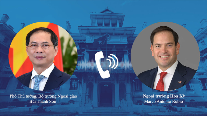 Phó Thủ tướng Bùi Thanh Sơn điện đàm với Ngoại trưởng Hoa Kỳ Marco Rubio. Ảnh: MOFA.