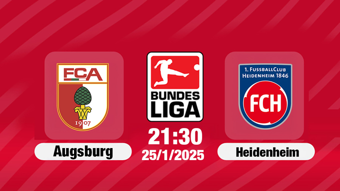 Trực tiếp bóng đá Augsburg vs Heidenheim, Bundesliga, 21h30 hôm nay 25/1/2025