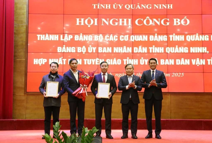 Ông Vũ Đại Thắng, Bí thư Tỉnh ủy, trao quyết định thành lập Đảng bộ UBND tỉnh Quảng Ninh.