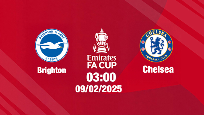 Trực tiếp bóng đá Brighton vs Chelsea, FA Cúp, 03h00 hôm nay 9/2/2025