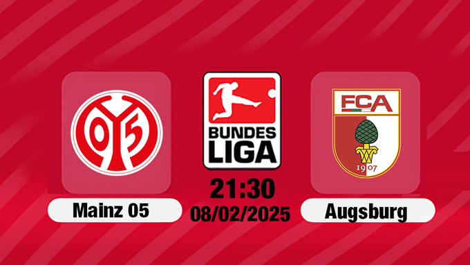 Trực tiếp bóng đá Mainz 05 vs Augsburg, Bundesliga, 21h30 hôm nay 8/2/2025