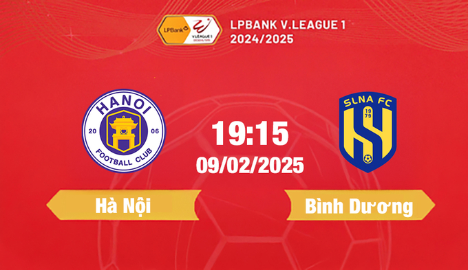 Trực tiếp bóng đá Hà Nội vs SLNA, 19h15 hôm nay 9/2/2025