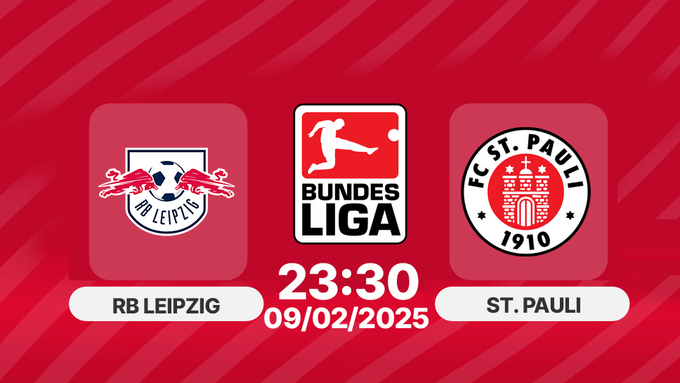 Trực tiếp bóng đá Leipzig vs St. Pauli, Bundesliga, 23h30 hôm nay 9/2/2025