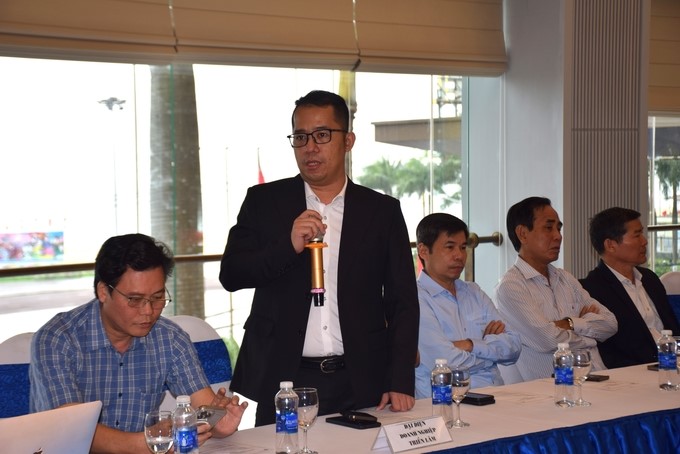 The representative of the Binh Dinh wood industry spoke at the press conference. Photo: V.D.T.