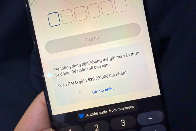 Zalo thu phí 5.000 đồng khi đăng ký tài khoản mới. Ảnh: Người dùng Zalo.