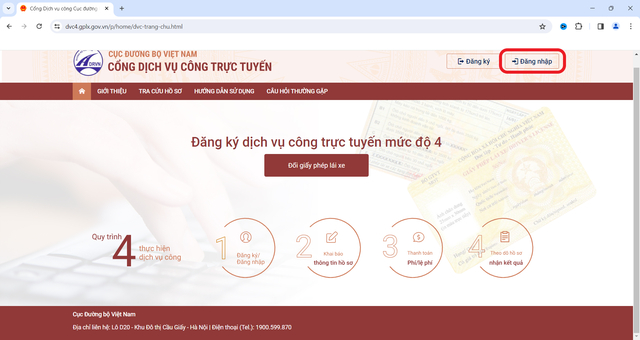 Người dân có thể truy cập vào địa chỉ https://dvc4.gplx.gov.vn/p/home/dvc-trang-chu.html bằng trình duyệt trên điện thoại hoặc máy tính để thực hiện cấp đổi GPLX trực tuyến thay vì xếp hàng, chen lấn.