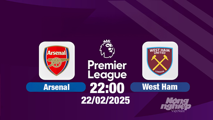 Trực tiếp bóng đá Arsenal vs West Ham, Ngoại hạng Anh, 22h00 hôm nay 22/2/2025