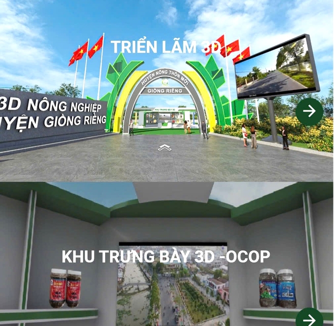 Giao diện trang web: 3dnongnghiepgiongrieng.vnasw.vn cung cấp hình ảnh trực quan về quy trình sản xuất, mô hình canh tác, điểm du lịch sinh thái, sản phẩm OCOP tại địa phương. Ảnh: Trung Chánh.