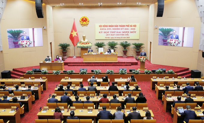 HĐND thành phố Hà Nội khóa XVI, nhiệm kỳ 2021-2026 khai mạc kỳ họp thứ 21. Ảnh: Hanoi.gov.vn.