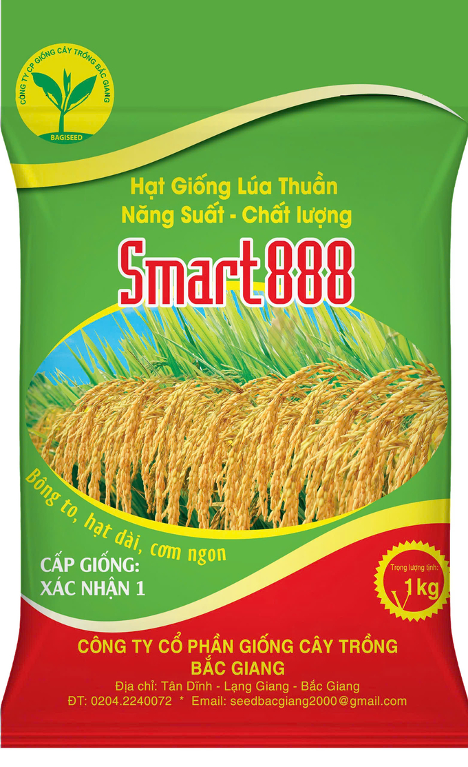 Bao bì sản phẩm hạt giống lúa Smart 888.