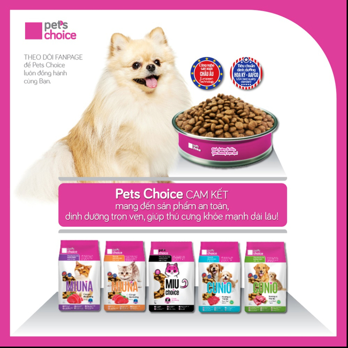 Các sản phẩm thức ăn chó mèo chất lượng cao thương hiệu Pets Choice của Tập đoàn Mavin. Ảnh: Mavin.