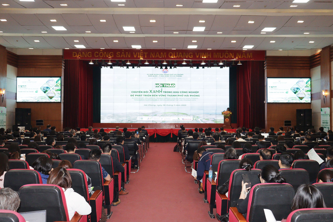 The workshop 'Green Transformation in Industrial Zones for Sustainable Development of Hai Phong city' is an important event to share experiences and propose solutions for green transformation, contributing to sustainable development. Photo: Hoang Tung.