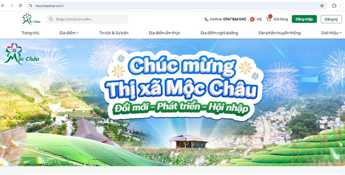 Giao diện trang web mocchautour.vn.