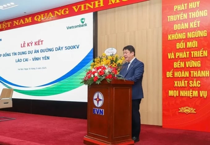 Ông Nguyễn Anh Tuấn - Tổng giám đốc EVN phát biểu tại buổi lễ. Ảnh: EVN.