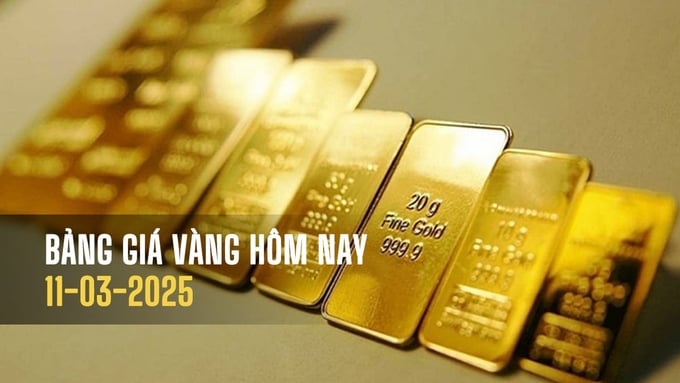 Bảng giá vàng SJC, Mi Hồng, DOJI, PNJ, Phú Quý, BTMC hôm nay 11/3/2025