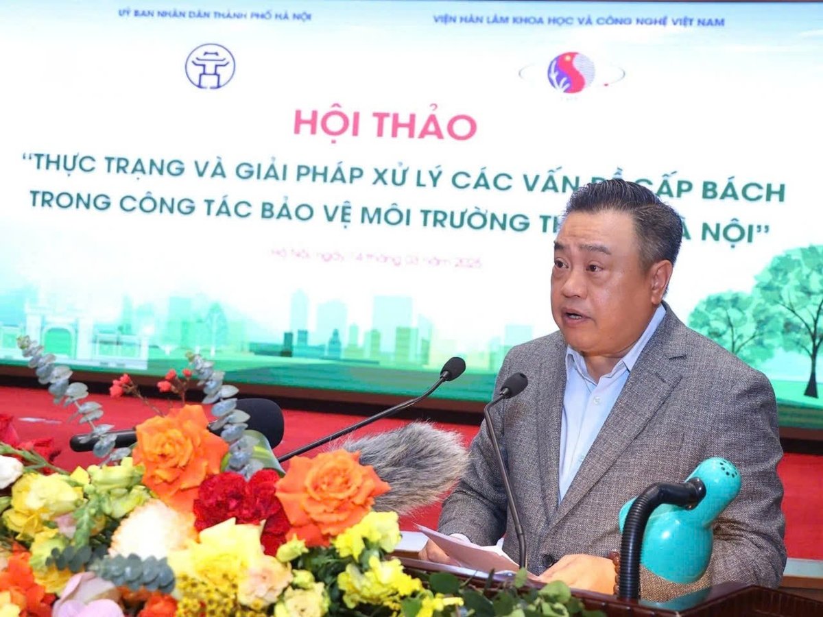 Chủ tịch UBND TP Hà Nội Trần Sỹ Thanh: 'Hà Nội quyết tâm xử lý 3 vấn đề trọng tâm về môi trường'. Ảnh: Mỹ Dung.