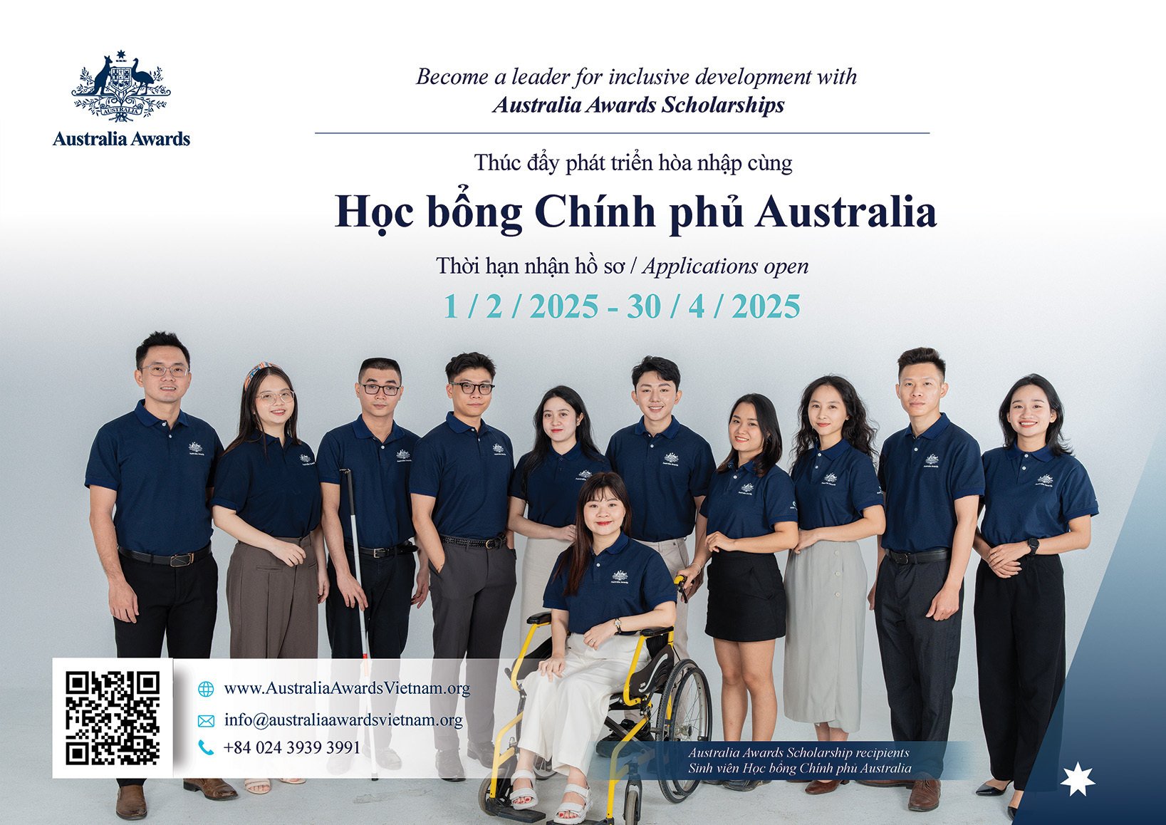 Học bổng Chính phủ Australia kêu gọi nộp đơn cho khóa 2026. Ảnh: Tổng Lãnh sự quán Australia tại TP.HCM.