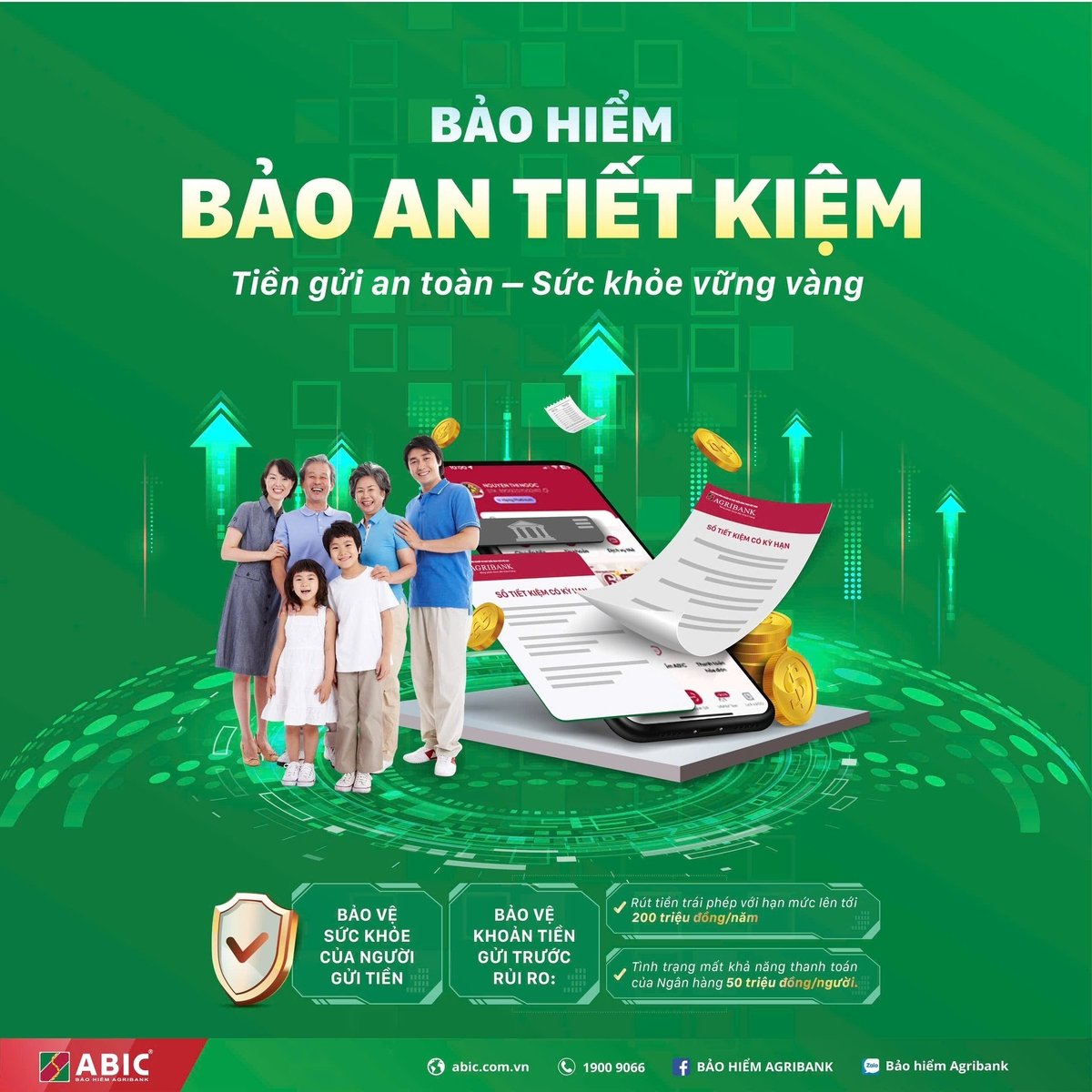 Bảo hiểm Agribank ra mắt sản phẩm Bảo an Tiết kiệm với quyền lợi bảo hiểm lên đến 1 tỷ đồng. Ảnh: ABIC.