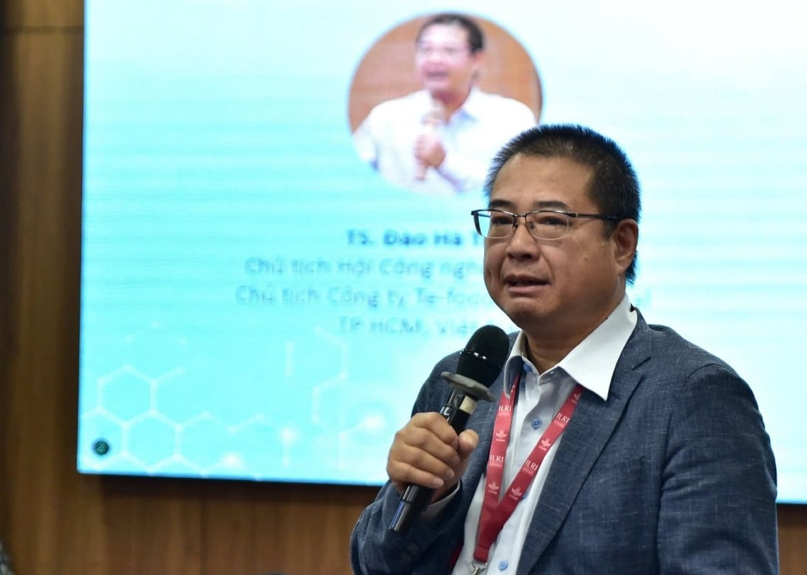 Dr. Dao Ha Trung, Chairman of the Ho Chi Minh City High Technology Association and Chairman of the Board of TE Food, spoke at the consultation workshop. Photo: Kieu Chi.