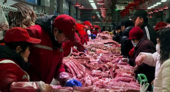 Dalian pork futures are down around 40% from their most recent peak in October 2022. Photo: Reuters.