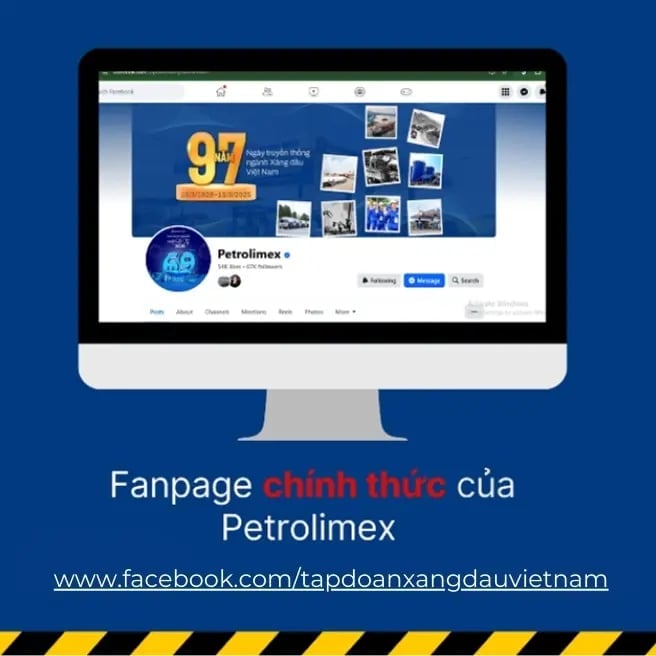 Panpage chính thức của Petrolimex. Ảnh: Petrolimex.