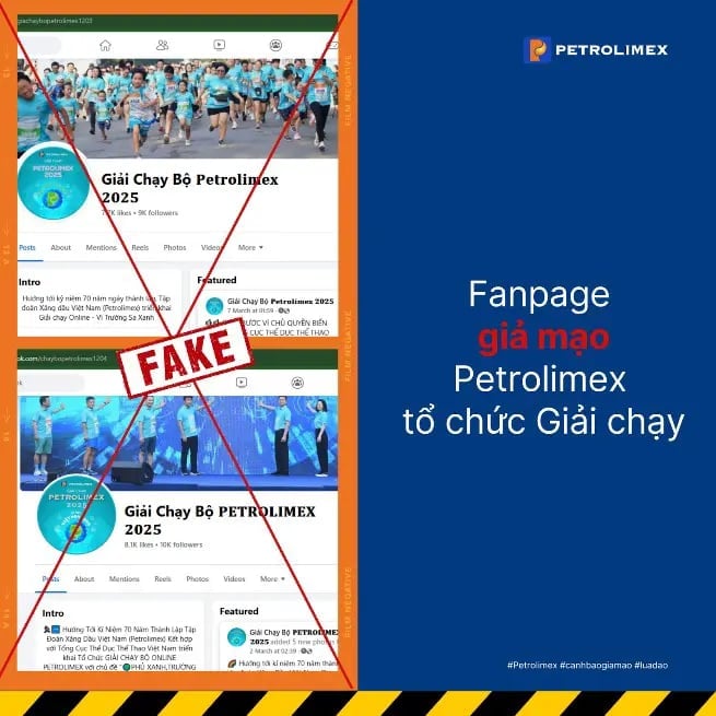 Các trang Facebook giả mạo sử dụng hình ảnh, thông tin của Petrolimex. Ảnh: Petrolimex.