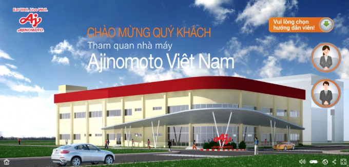 Giao diện Nền tảng tham quan nhà máy Ajinomoto Việt Nam từ xa.