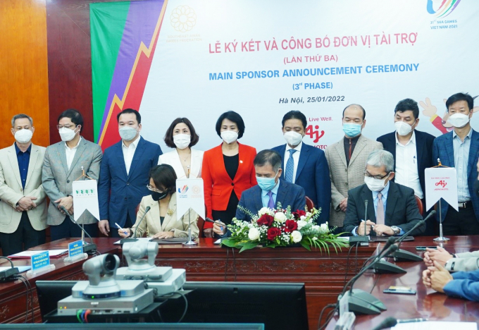 Buổi lễ kí kết tài trợ giữa Tập đoàn Ajinomoto và Ban tổ chức SEA Games 31 diễn ra ngày 25/1/2022 tại Hà Nội.