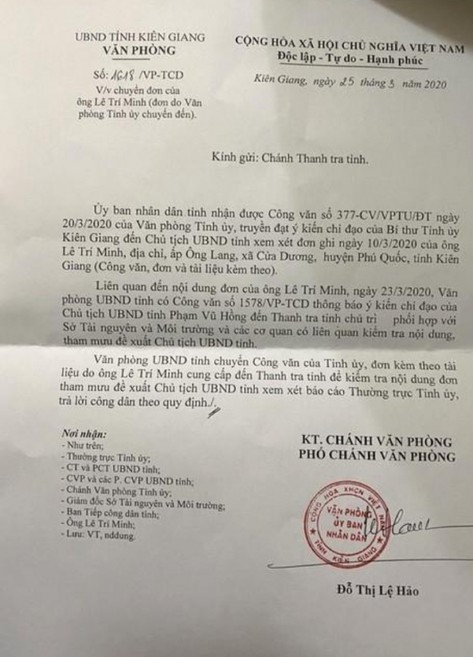 Thanh tra tỉnh Kiên Giang sẽ có báo cáo trước ngày 20/4/2020.