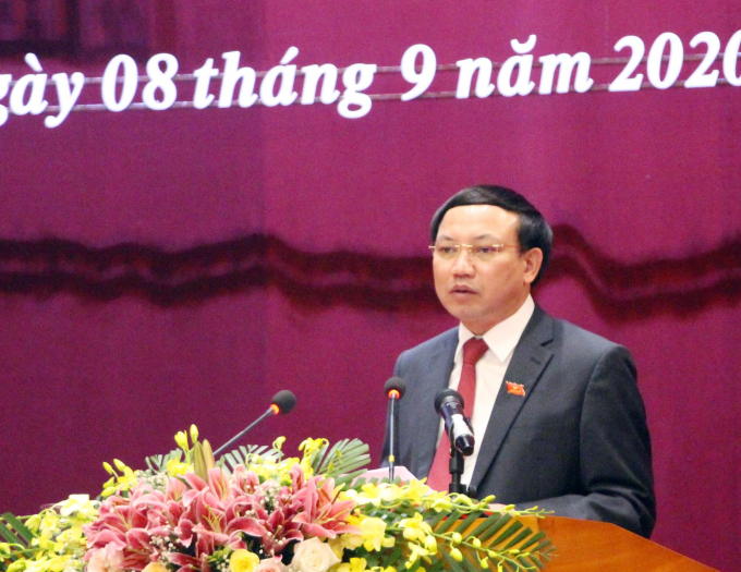 Ông Nguyễn Xuân Ký, Bí thư Tỉnh ủy, Chủ tịch HĐND tỉnh Quảng Ninh phát biểu khai mạc kỳ họp. Ảnh: Thu Chung