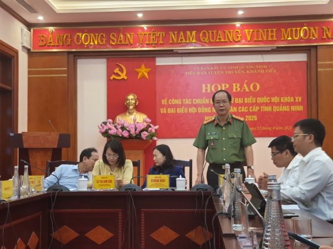 Đại tá Vũ Thanh Tùng - Phó Giám đốc Công an tỉnh Quảng Ninh phát biểu