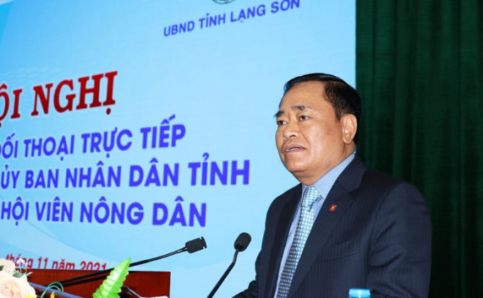 Ông Hồ Tiến Thiệu, Phó Bí thư Tỉnh ủy, Chủ tịch UBND tỉnh Lạng Sơn phát biểu tại hội nghị - Ảnh: Báo Lạng Sơn