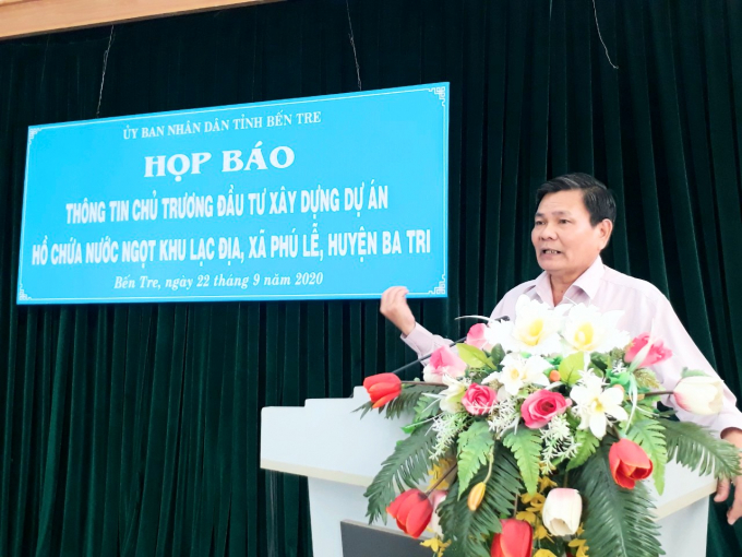 Ông Nguyễn Hữu Lập, Phó Chủ tịch UBND tỉnh Bến Tre cho biết công trình hoàn thành sẽ góp phần thay đổi bộ mặt kinh tế địa phương. Ảnh: CTV.