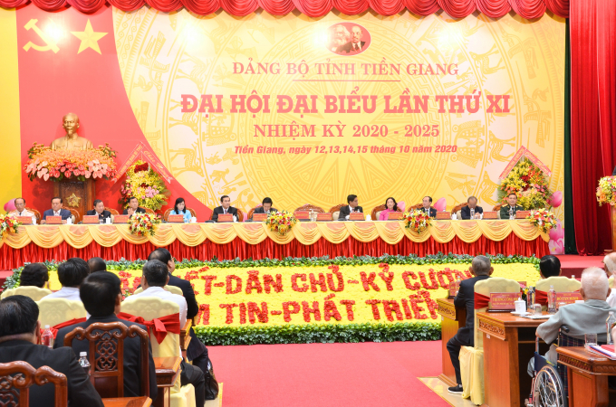 Sáng 13/10, Đại hội đại biểu tỉnh Tiền Giang lần thứ XI nhiệm kỳ 2020 - 2025 chính thức khai mạc. Ảnh: Minh Đảm.