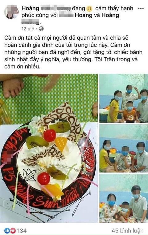 Hình ảnh gia đình ông Hoàng Viết C. tổ chức sinh nhật trong khu cách ly rồi đăng lên mạng xã hội khiến dư luận bức xúc. Ảnh: FBNV.