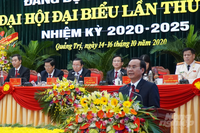 Ông Võ Văn Hưng, Phó Bí thư Tỉnh ủy, Chủ tịch UBND tỉnh Quảng Trị phát biểu tại đại hội. Ảnh: PN.