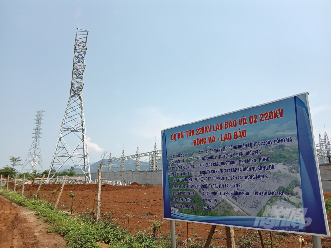 Dự án TBA 220 kV và đường dây 220 kV Đông Hà - Lao Bảo có tổng mức đầu tư 876,5 tỉ đồng. Ảnh: Công Điền.