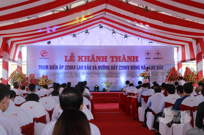 Quang cảnh lễ khánh thành dự án Trạm biến áp 220kV Lao Bảo và đường dây 220 kV Đông Hà - Lao Bảo. Ảnh: Công Điền.