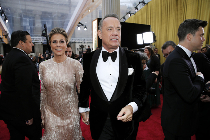 Tom Hanks và Rita Wilson trong lễ trao giải Oscar lần thứ 92 ở Hollywood hôm 9 tháng 2 năm 2020. Ảnh: CND